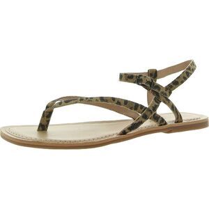 NWT LUCKY BRAND Womens Beige Leopard Bylee Toe Leather Thong Sandals 5.5 M